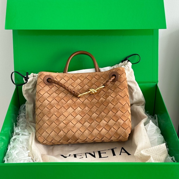 Bottega Veneta Suede Tan Andiamo Small Shoulder Bag - Picture 6 of 6